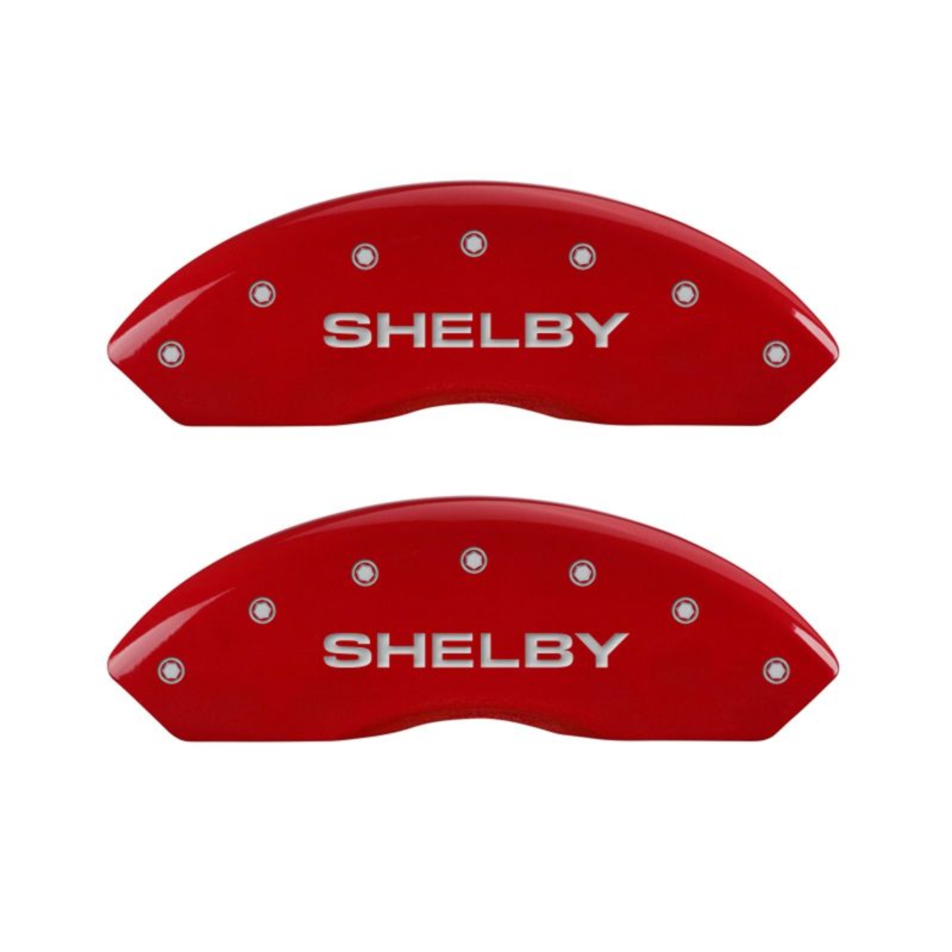 Picture of MGP 4 Caliper Covers Engraved Front Shelby Engraved Rear Tiffany Snake Red finish silver ch