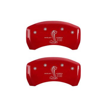 Picture of MGP Rear set 2 Caliper Covers Engraved Rear Snake Red finish silver ch