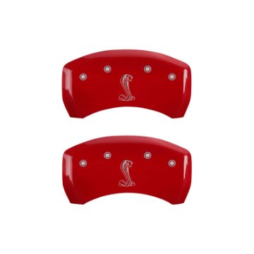 Picture of MGP Rear set 2 Caliper Covers Engraved Rear Snake Red finish silver ch
