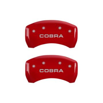 Picture of MGP Rear set 2 Caliper Covers Engraved Rear Cobra Red finish silver ch