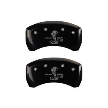 Picture of MGP Rear set 2 Caliper Covers Engraved Rear GT500 Shelby & Cobra Black finish silver ch