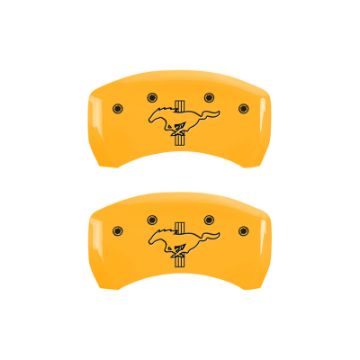 Picture of MGP Rear set 2 Caliper Covers Engraved Rear GT500 Shelby & Cobra Yellow finish black ch