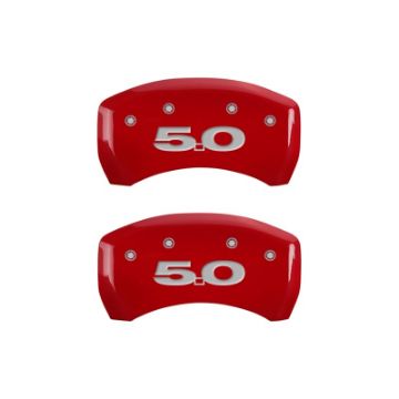 Picture of MGP Rear set 2 Caliper Covers Engraved Rear 50 Red finish silver ch