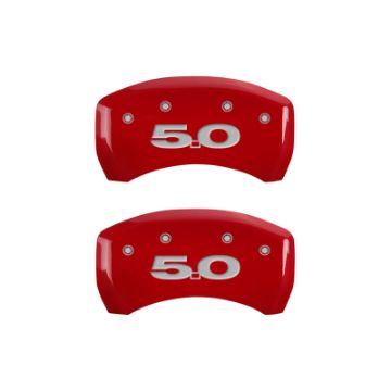Picture of MGP Rear set 2 Caliper Covers Engraved Rear 50 Red finish silver ch