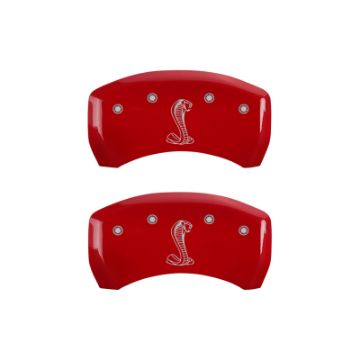 Picture of MGP Rear set 2 Caliper Covers Engraved Rear Tiffany Snake Red finish silver ch
