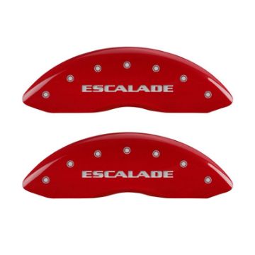Picture of MGP 4 Caliper Covers Engraved Front & Rear Escalade Red finish silver ch