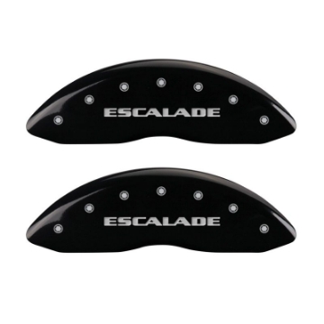 Picture of MGP 4 Caliper Covers Engraved Front Escalade Engraved Rear ESV Black finish silver ch