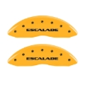 Picture of MGP 4 Caliper Covers Engraved Front Escalade Engraved Rear ESV Yellow finish black ch