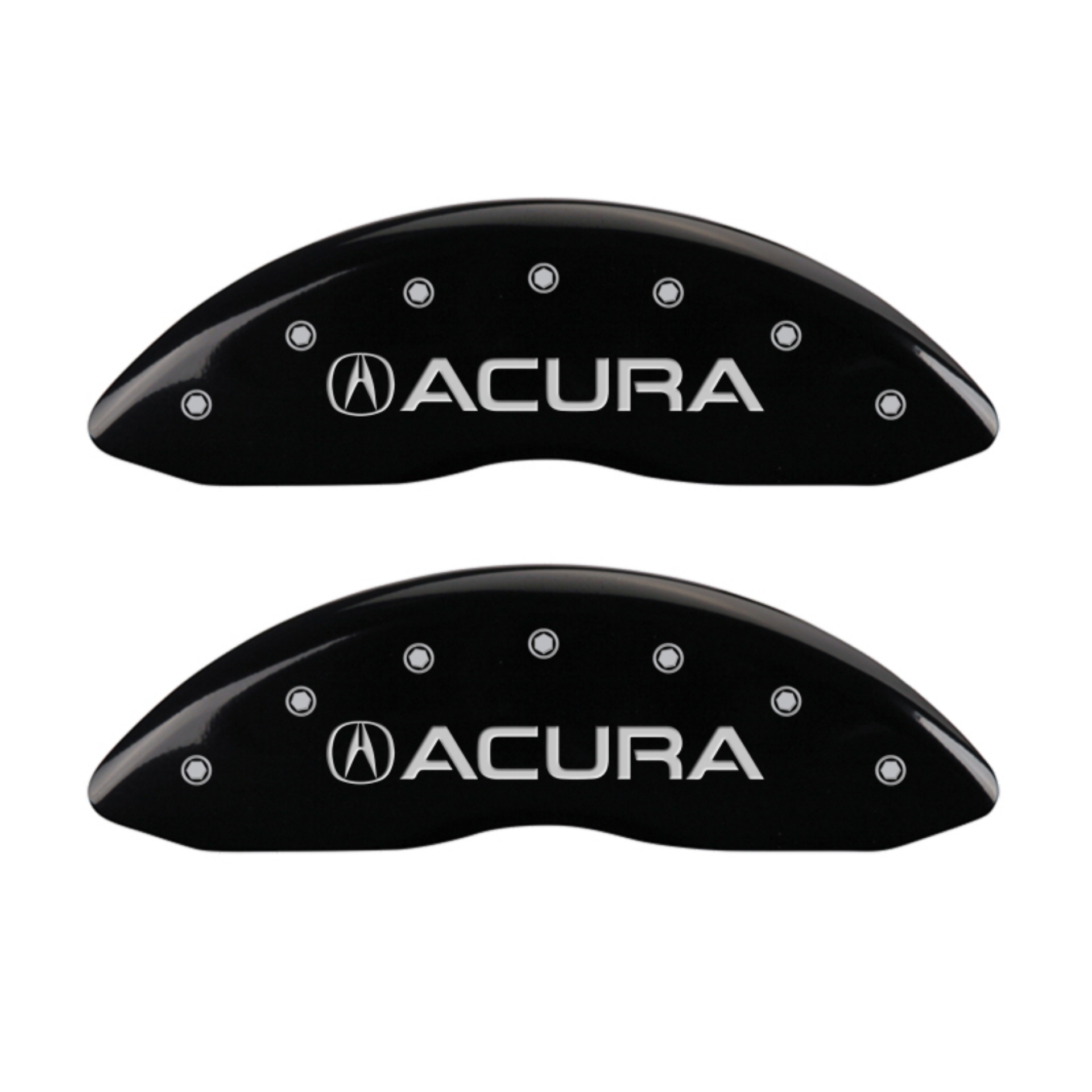 Picture of MGP 4 Caliper Covers Engraved Front Acura Engraved Rear MDX Black finish silver ch