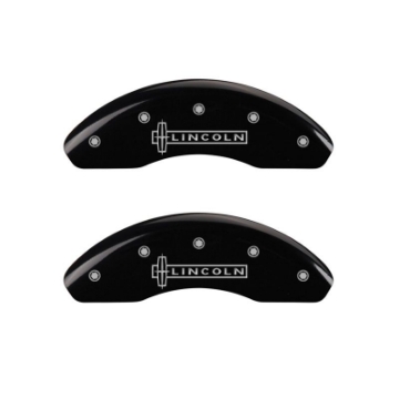 Picture of MGP 4 Caliper Covers Engraved Front Lincoln Engraved Rear MKZ Black finish silver ch