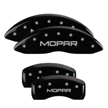 Picture of MGP 4 Caliper Covers Engraved Front & Rear MOPAR Black finish silver ch