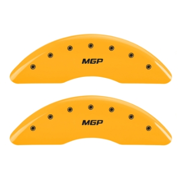 Picture of MGP 4 Caliper Covers Engraved Front & Rear GMC Yellow finish black ch