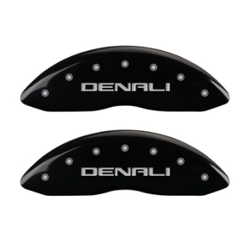 Picture of MGP 4 Caliper Covers Engraved Front & Rear Denali Black finish silver ch