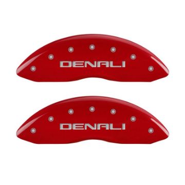 Picture of MGP 4 Caliper Covers Engraved Front & Rear Denali Red finish silver ch