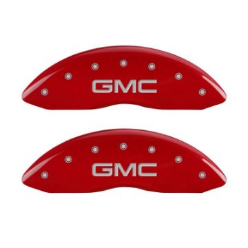 Picture of MGP 4 Caliper Covers Engraved Front & Rear Denali Red finish silver ch