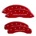 Picture of MGP 4 Caliper Covers Engraved Front & Rear Avalanche Red finish silver ch