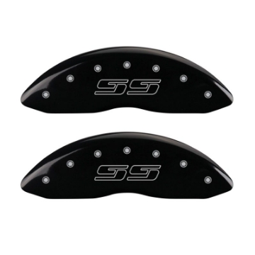 Picture of MGP 4 Caliper Covers Engraved Front & Rear Avalanche style-SS Black finish silver ch