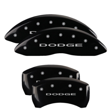 Picture of MGP 4 Caliper Covers Engraved Front & Rear With stripes-Dodge Yellow finish black ch