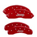 Picture of MGP 4 Caliper Covers Engraved Front & Rear JEEP Red finish silver ch