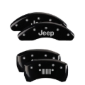 Picture of MGP 4 Caliper Covers Engraved Front JEEP Engraved Rear JEEP Grill logo Black finish silver ch