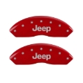 Picture of MGP 4 Caliper Covers Engraved Front JEEP Engraved Rear JEEP Grill logo Red finish silver ch