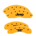 Picture of MGP 4 Caliper Covers Engraved Front JEEP Engraved Rear JEEP Grill logo Yellow finish black ch