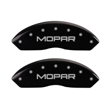 Picture of MGP 4 Caliper Covers Engraved Front & Rear MOPAR Black finish silver ch