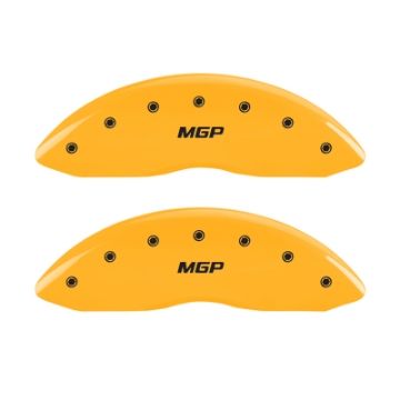 Picture of MGP 4 Caliper Covers Engraved Front & Rear JEEP Yellow finish black ch
