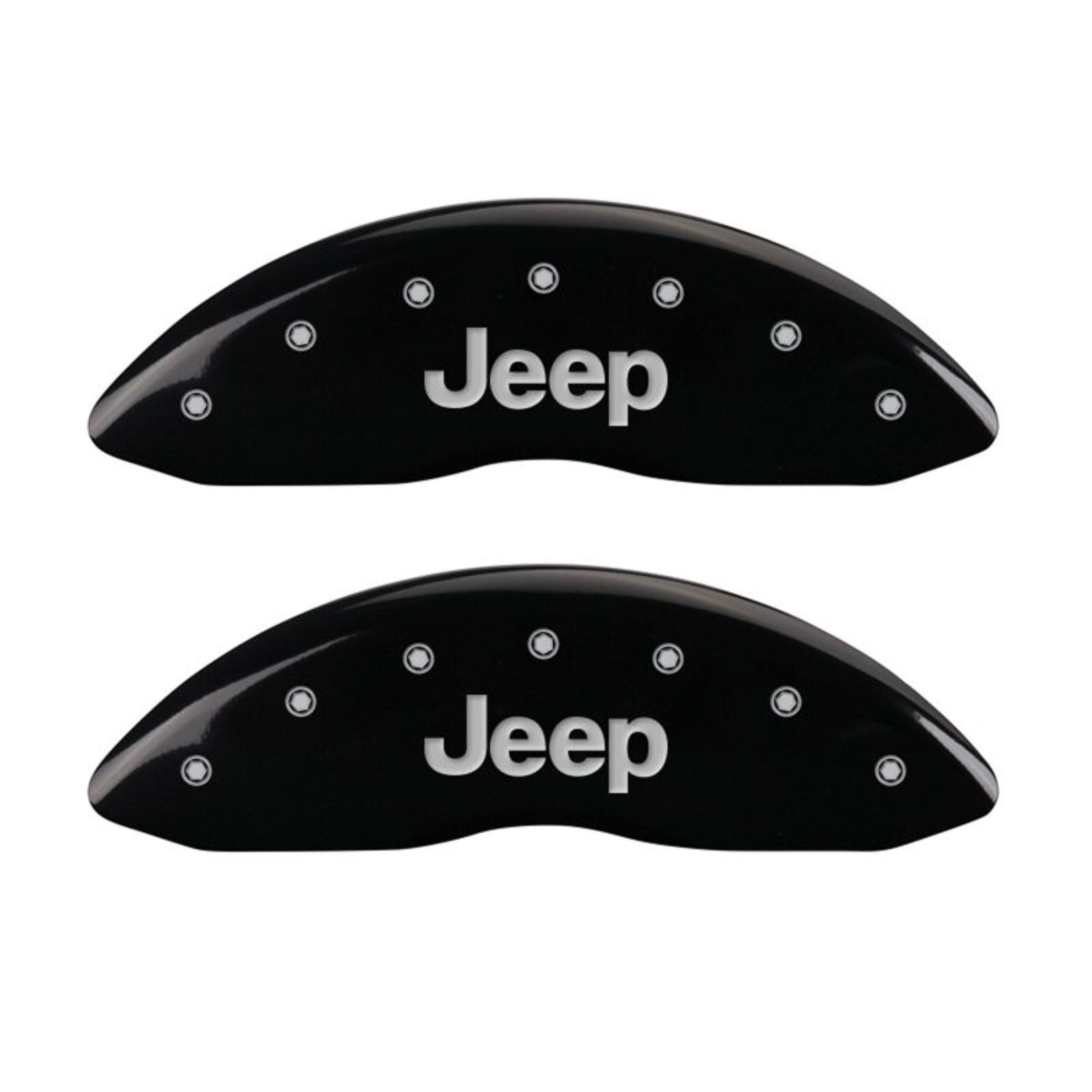 Picture of MGP 4 Caliper Covers Engraved Front JEEP Engraved Rear JEEP Grill logo Black finish silver ch