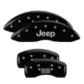 Picture of MGP 4 Caliper Covers Engraved Front JEEP Engraved Rear JEEP Grill logo Black finish silver ch