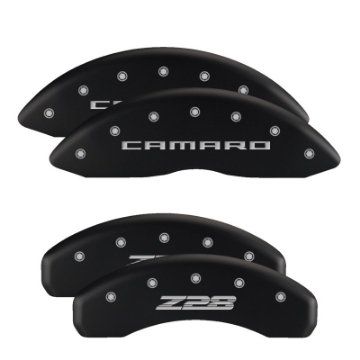 Picture of MGP Front set 2 Caliper Covers Engraved Front MGP Black finish silver ch