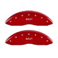 Picture of MGP Front set 2 Caliper Covers Engraved Front MGP Red finish silver ch