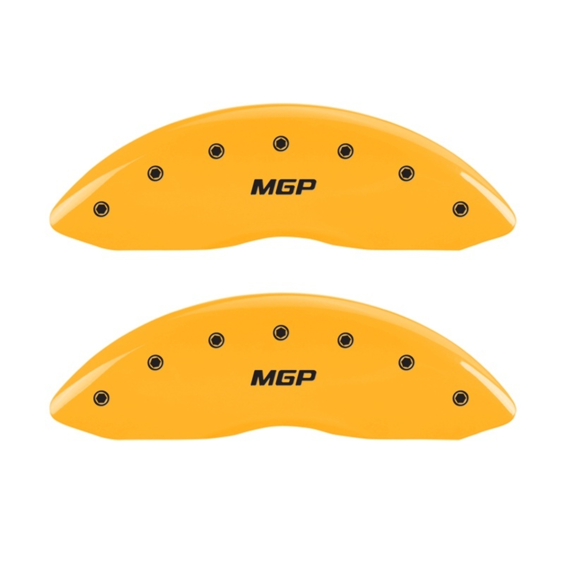 Picture of MGP Front set 2 Caliper Covers Engraved Front MGP Yellow finish black ch