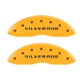 Picture of MGP Front set 2 Caliper Covers Engraved Front Silverado Yellow finish black ch