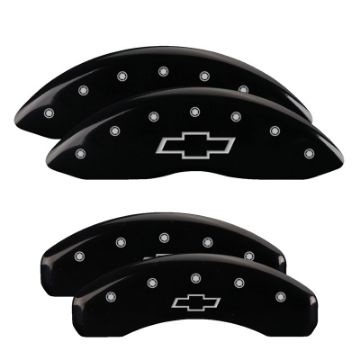 Picture of MGP Front set 2 Caliper Covers Engraved Front Silverado Yellow finish black ch