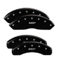 Picture of MGP Front set 2 Caliper Covers Engraved Front GMC Black finish silver ch