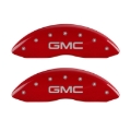 Picture of MGP Front set 2 Caliper Covers Engraved Front GMC Red finish silver ch
