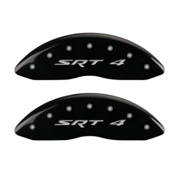 Picture of MGP Front set 2 Caliper Covers Engraved Front SRT4 Black finish silver ch