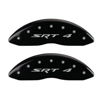 Picture of MGP Front set 2 Caliper Covers Engraved Front SRT4 Black finish silver ch