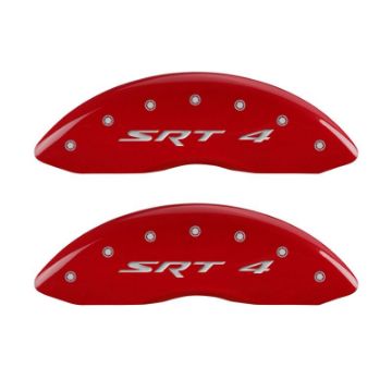 Picture of MGP Front set 2 Caliper Covers Engraved Front SRT4 Red finish silver ch