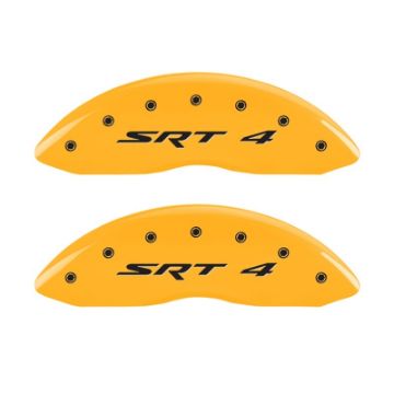 Picture of MGP Front set 2 Caliper Covers Engraved Front SRT4 Yellow finish black ch