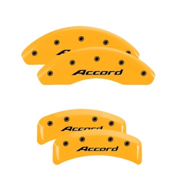 Picture of MGP 4 Caliper Covers Engraved Front Accord Engraved Rear Accord Yellow finish black ch
