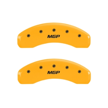 Picture of MGP 4 Caliper Covers Engraved Front & Rear MGP Yellow finish black ch