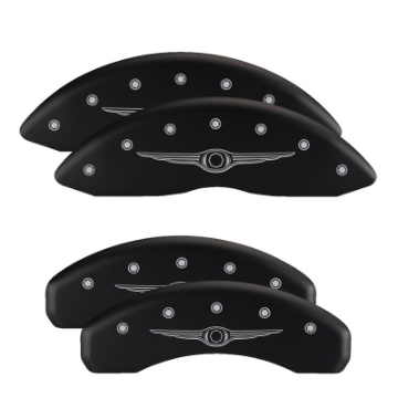 Picture of MGP Front set 2 Caliper Covers Engraved Front MGP Black finish silver ch