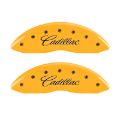 Picture of MGP 4 Caliper Covers Engraved Front & Rear Cursive-Cadillac Yellow finish black ch