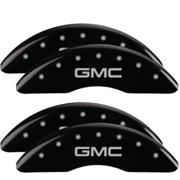 Picture of MGP 4 Caliper Covers Engraved Front & Rear Style 1-Chrysler Wing Black finish silver ch