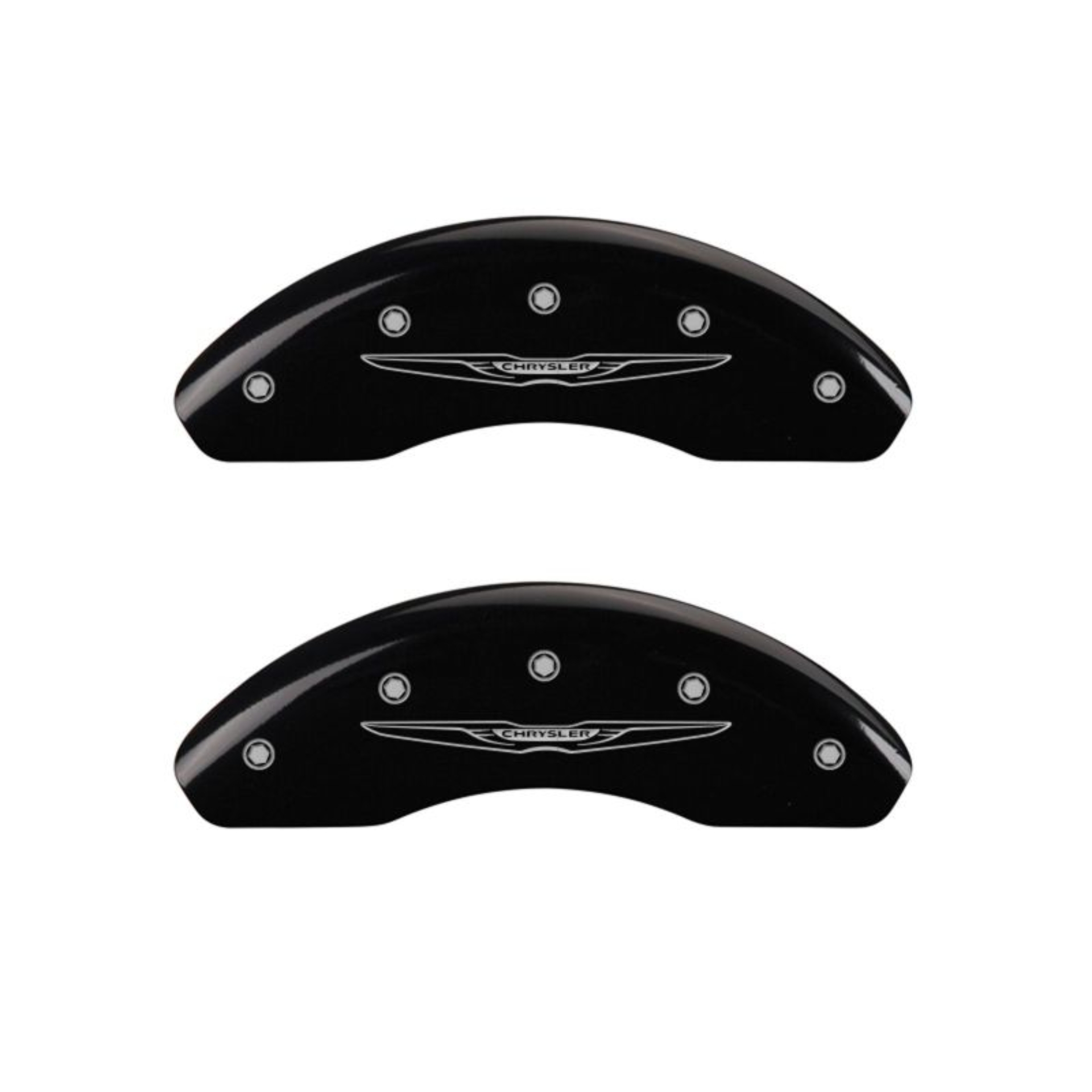 Picture of MGP 4 Caliper Covers Engraved Front & Rear Style 2-Chrysler Wing Black finish silver ch