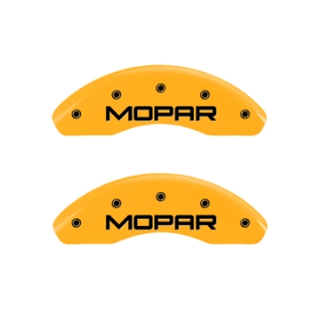 Picture of MGP 4 Caliper Covers Engraved Front & Rear MOPAR Yellow finish black ch