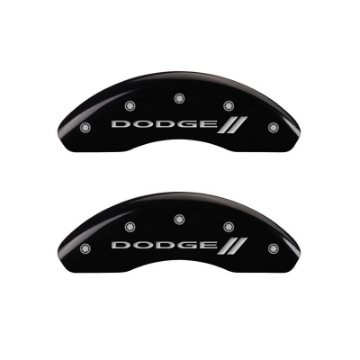 Picture of MGP 4 Caliper Covers Engraved Front & Rear With stripes-Dodge Black finish silver ch