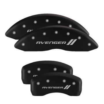 Picture of MGP 4 Caliper Covers Engraved Front & Rear With stripes-Dodge Black finish silver ch